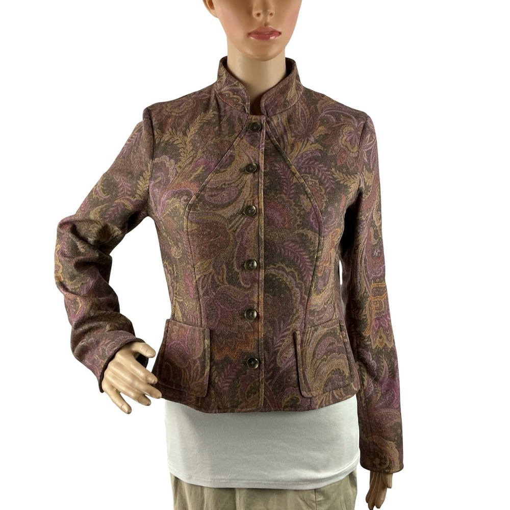 Peruvian Connection Paisley Fitted Jacket Wool Blend Size 4